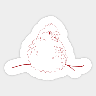 line art illustration of a red finch perched on a branch Sticker